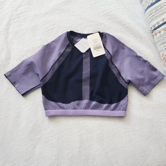 FABLETICS NWT Purple "Jessie" Seamless Crop Top- XL - RARE - Picture 1 of 6
